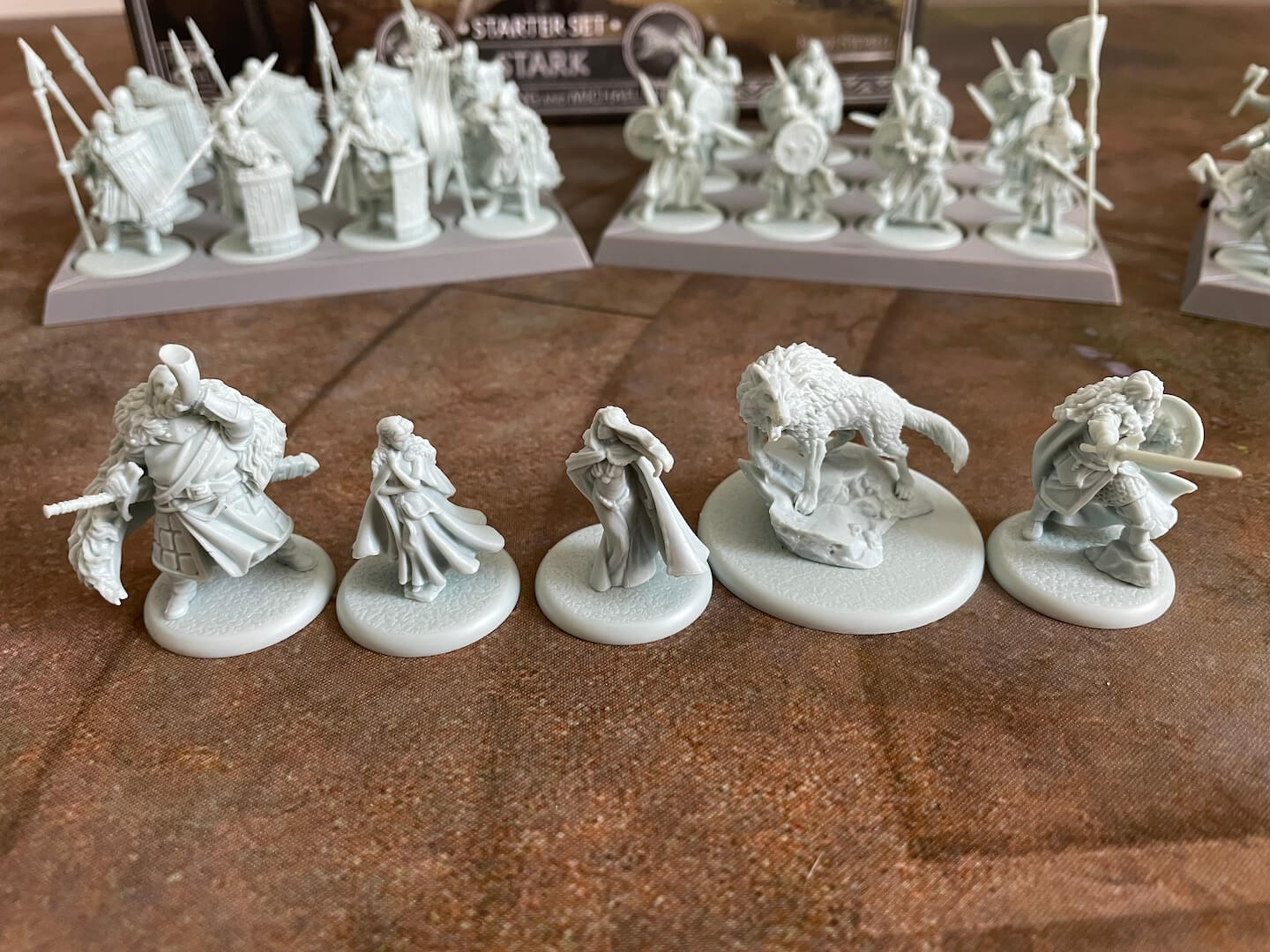 Characters from the Stark Starter Set of A Song From Ice And Fire Tabletop Miniatures Game